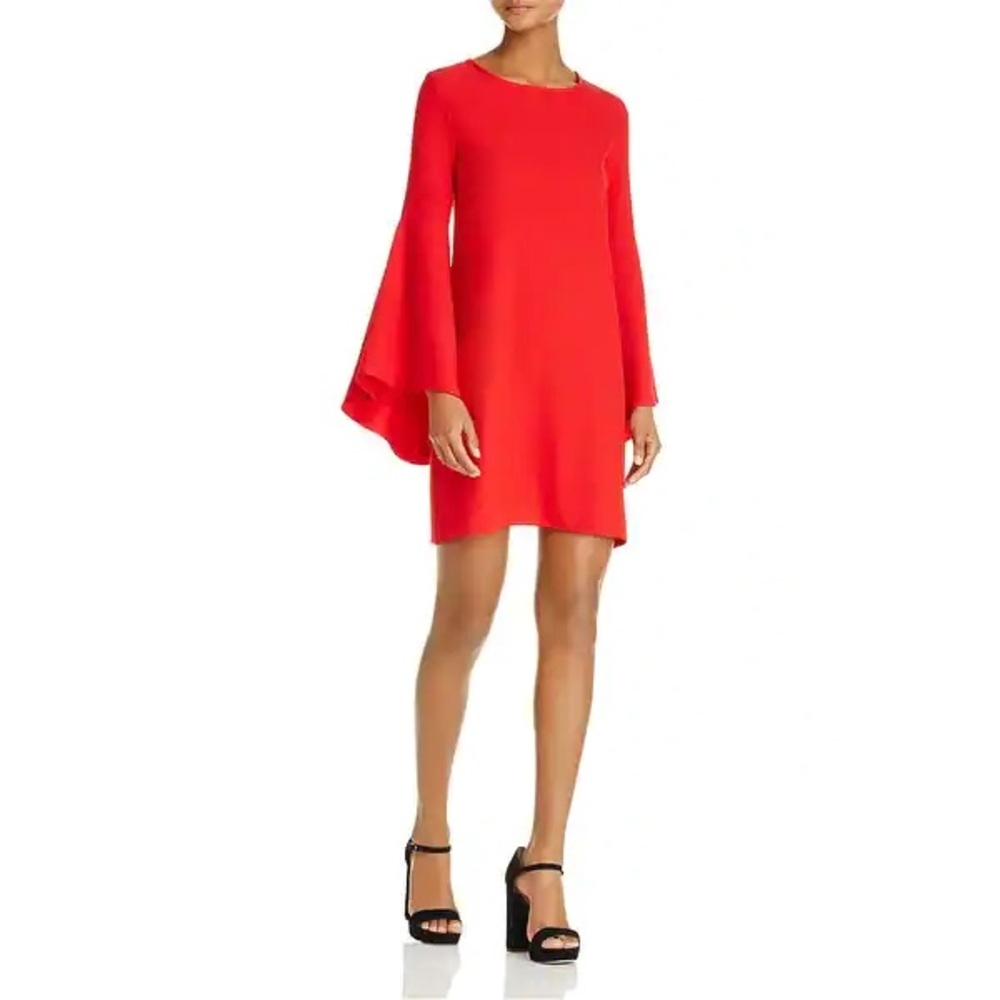 Aqua Bell-Sleeve A-line Dress